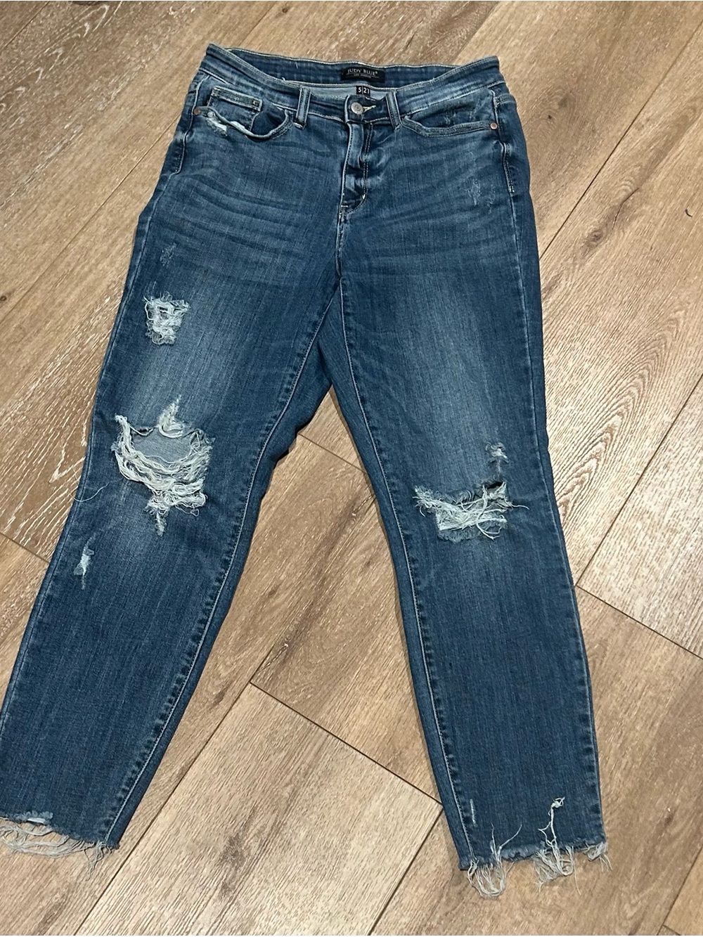 Judy Blue Distressed Dark Blue Ankle Jeans